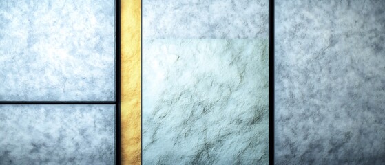 Fototapeta premium Subtle Gold Accents on Cool Grey Textured Wall. AI Generated