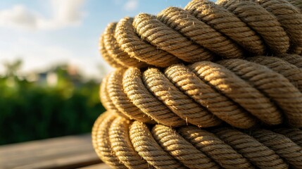 Fototapeta premium Close-up of coiled rope outdoors