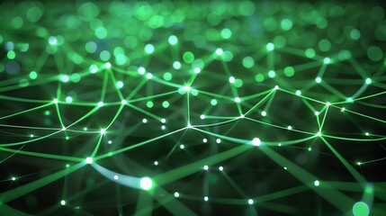Obraz premium Glowing green neural network. Artificial intelligence. Machine learning concept.