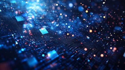 Obraz premium Abstract digital network background with glowing particles and data streams