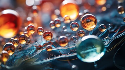 Microscopic image of bubbles in a liquid forming molecular designs