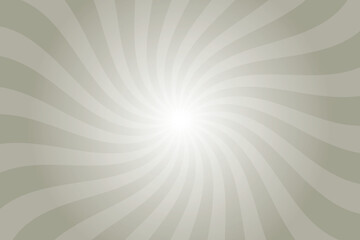 Olive gray background with white sun ray. Swirl sun ray lines starburst. Abstract texture with light of sunburst. Radial beam of sunlight. Retro background with flash. Design of sunbeam.