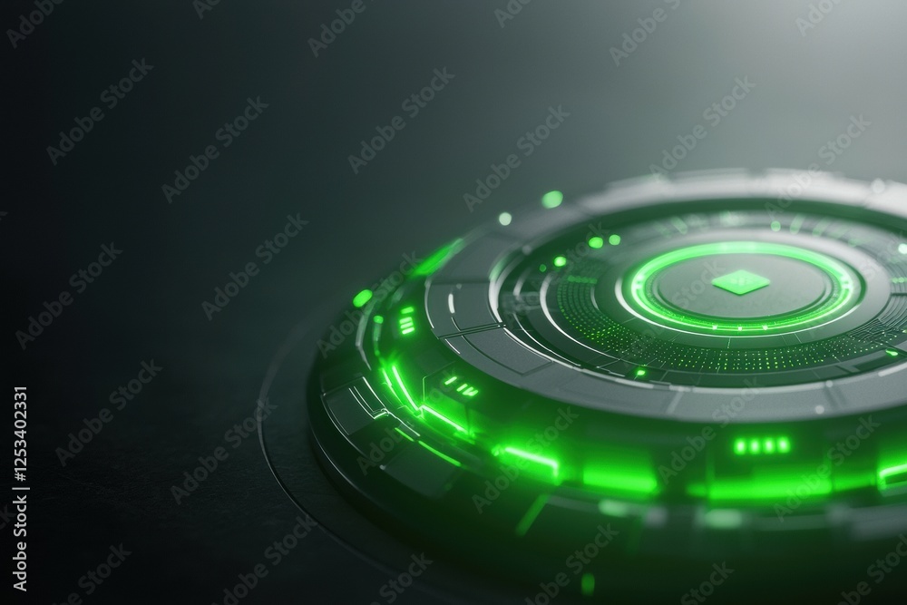 Poster modern abstract tech interface dashboard design with green glow effect