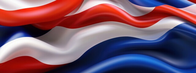 Fototapeta premium Vibrant Costa Rican Flag: A Close Up View of the National Colors Red White and Blue Waving Proudly