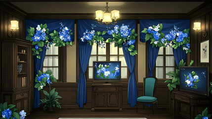 Cozy interior design with floral accents living room digital art home environment aesthetic view nature inspiration