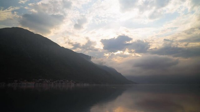 Timelapse of stunning textured sky in the mountains on the seashore