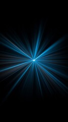 Fototapeta premium Dynamic Blue Light Rays Explode from Center Dark Background. AI Generated