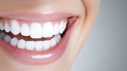 Obraz premium Close-up smiling woman's perfect teeth, dental health