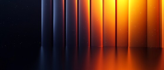 Fototapeta premium Abstract Warm Light Reflects on Vertical Stripes. AI Generated