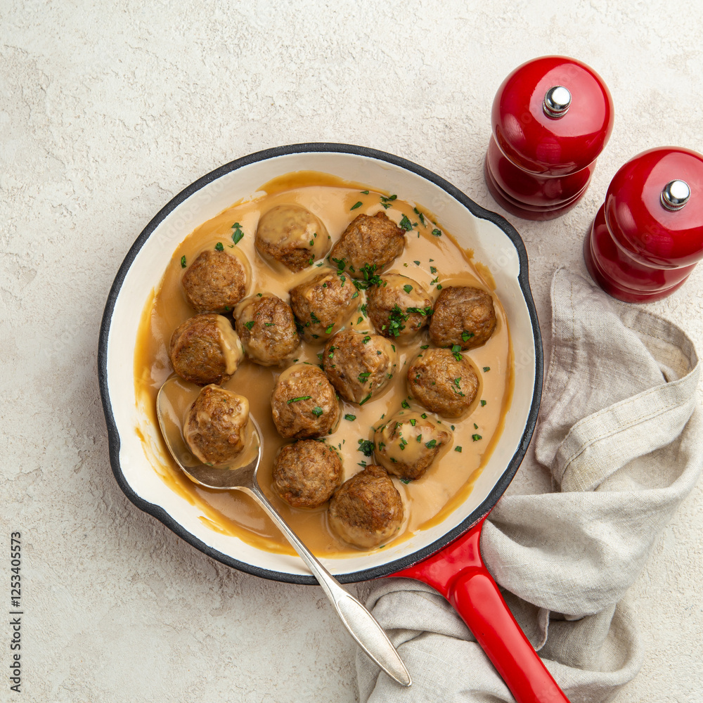 Wall mural chicken meatballs with creamy sauce