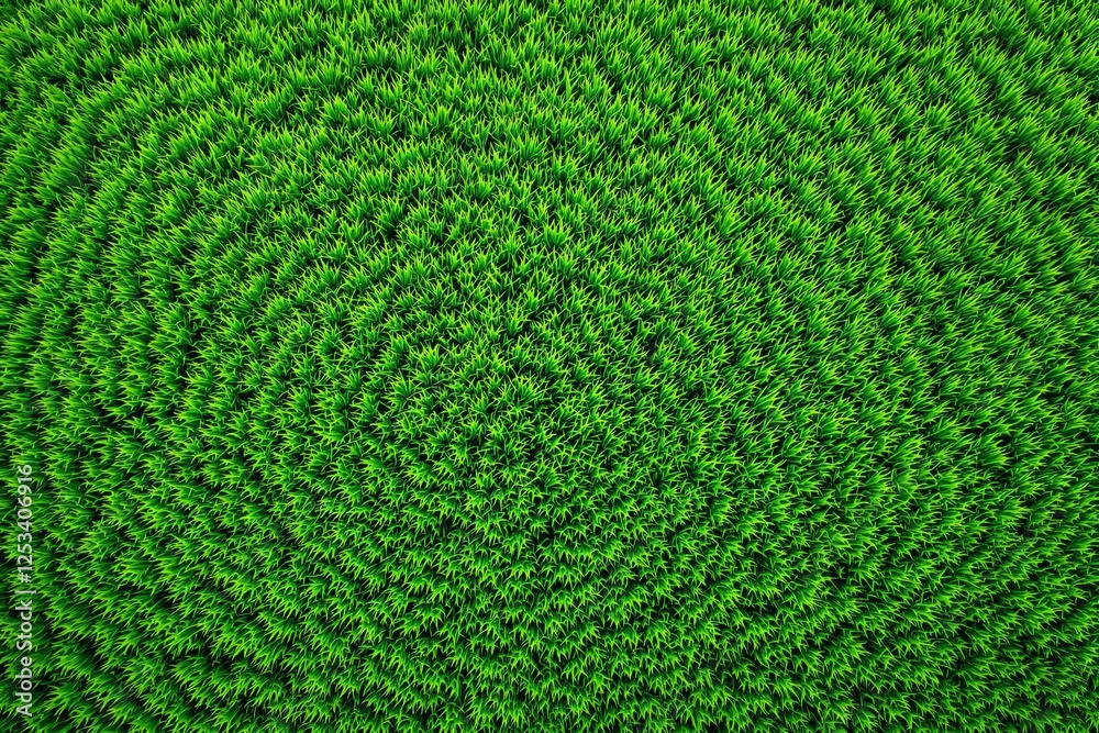 Poster close-up of vibrant green grass in a circular pattern on a natural background.