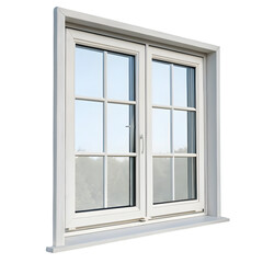 Fototapeta premium Rustic weathered wooden window frame with panes isolated