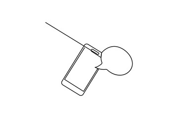 Speech bubble shape continuous single line drawing of minimalist outline vector illustration 