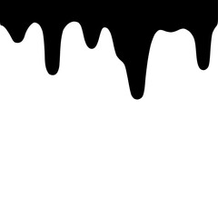 Black Paint melting, dripping down streams. Flat graphic vector illustration isolated on white background.