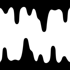 Black Paint melting, dripping down streams. Flat graphic vector illustration isolated on white background.