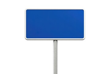 Classic Blue Road Sign: Isolated White-Framed Directional Pointer on Pole. Perfect for maps, navigation apps, travel websites, transportation designs, and more. Clean, crisp, and easily adaptable to  
