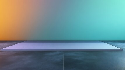 Empty platform glows subtly under teal orange light. AI Generated