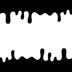 Black Paint melting, dripping down streams. Flat graphic vector illustration isolated on white background.