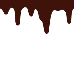 Chocolate dripped. Sweet flowing liquid food with splashes and drops caramel cacao vector realistic pictures. Brown liquid dessert, sweet drip melt