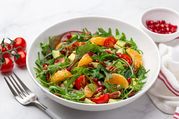 vegan tangerine, avocado and  tomatoes salad