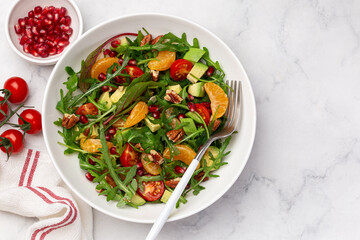 vegan tangerine, avocado and  tomatoes salad