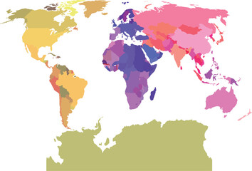 A colorful world map.Vector map on white background.