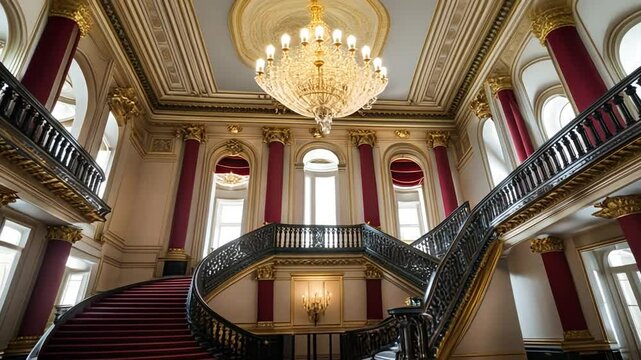 Entrance with staircase of a palace.