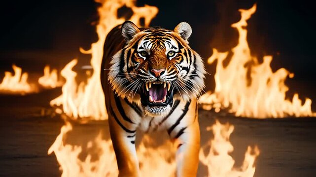 Tiger with a ring of fire.