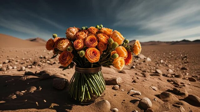 Bouquet of flowers in the desert.