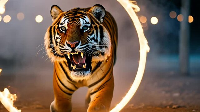 Tiger with a ring of fire.