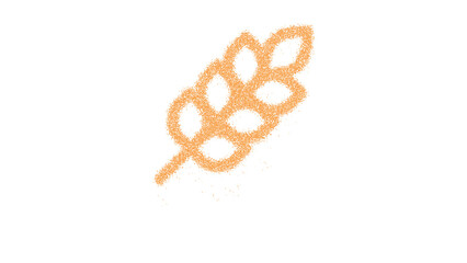 Icon wheat is made of yellow grains of sand. Some grains of sand fall down. Transparent background. Black