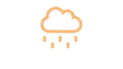 Icon cloud drizzle is made of yellow grains of sand. Some grains of sand fall down. Transparent background. Black