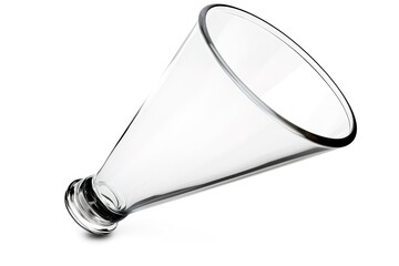 Crystal-Clear Glass Funnel: Isolated on White, Perfect for Science, Chemistry, Lab Experiments, Industrial Designs, Filtration, Pouring, Liquid Transfer, Clean, Transparent, Professional,             