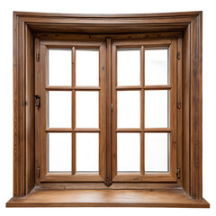 Fototapeta premium Rustic weathered wooden window frame with panes isolated