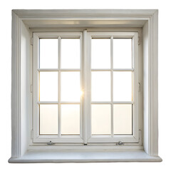 Fototapeta premium Rustic weathered wooden window frame with panes isolated