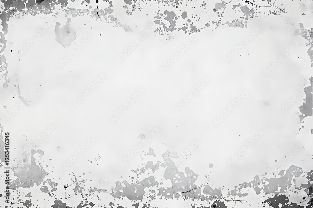 Poster abstract grayscale splatter texture on a white background.
