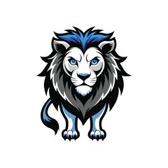 lion in black and white with blue eyes.eps