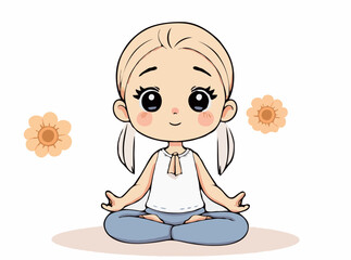 Mindful Meditation and Yoga Vector Illustration