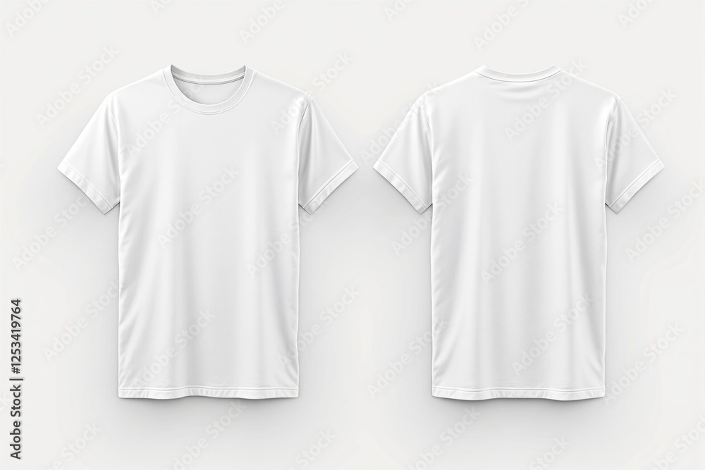 Wall mural White T-shirt mockup front and back view on light background for design presentation.