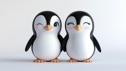 Naklejka premium two very cute and adorable baby penguins