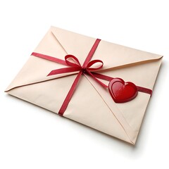 3D illustration of a love letter sealed with a red heart. The romantic and cute design is ideal for Valentine's Day, love, or affection-themed projects