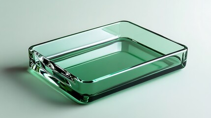Seafoam Green Glass Rectangular Dish: A 3D Rendered Design AI Generated