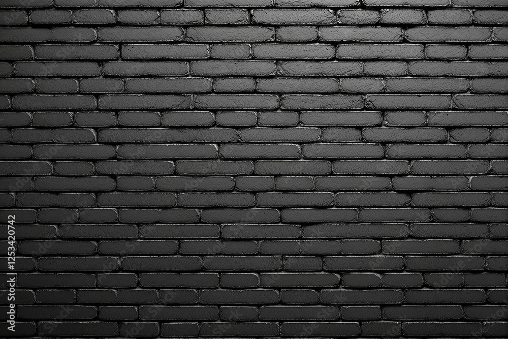 Poster black brick wall background with texture and subtle light.
