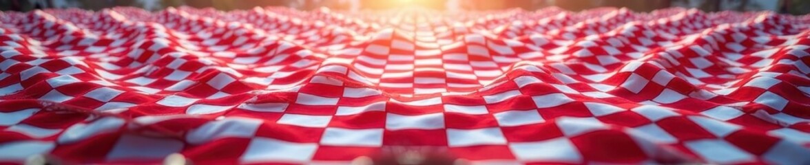 Multiple rows of checkered flags, offset rows create depth,  rows,  pattern