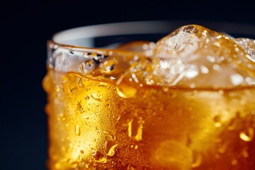 Closeup of Iced Beverage in Glass
