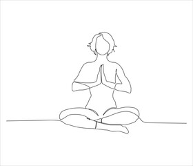 One continuous line drawing of women yoga pose concept. single line of yoga workout. editable stroke