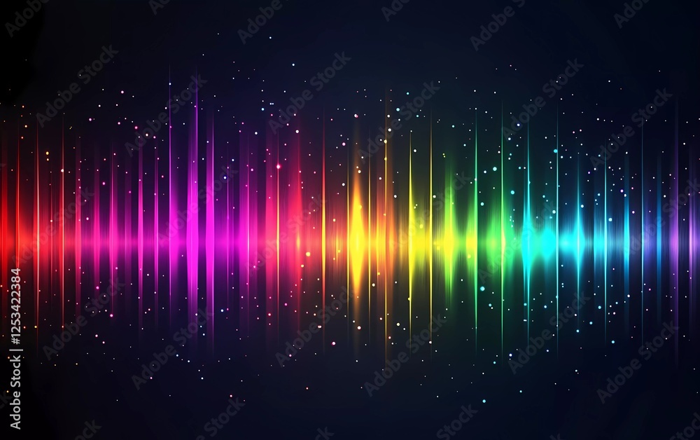 Fototapete abstract, colorful sound wave background. audio spectrum with glowing elements on a dark blue backdr