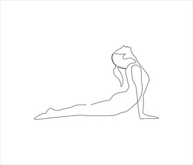 One continuous line drawing of women yoga pose concept. single line of yoga workout. editable stroke