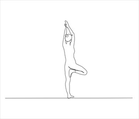 One continuous line drawing of women yoga pose concept. single line of yoga workout. editable stroke