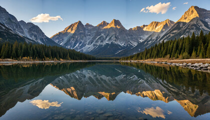 Fototapeta premium Le reflet du montagne dans un lac